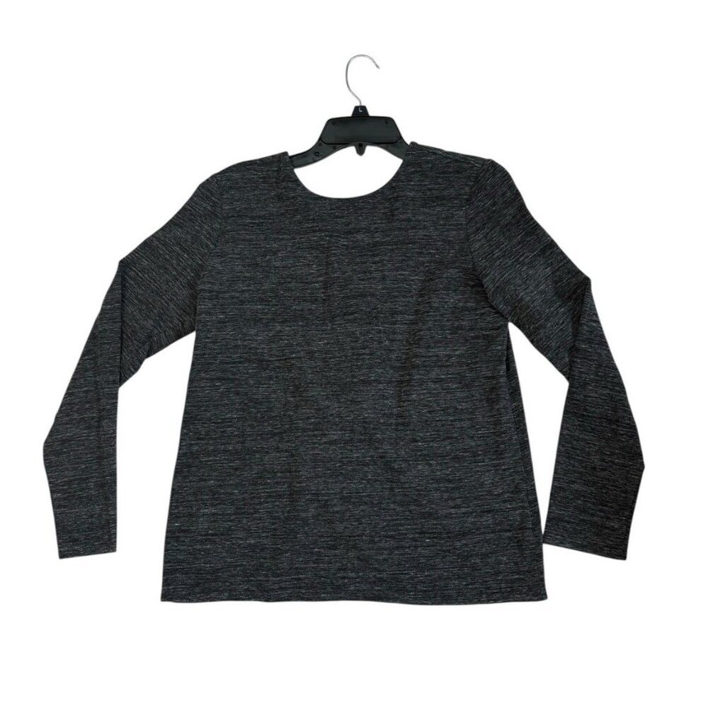 *New Pure Jill Top Womens Size S Dark Gray Twis Knot Casual Long Sleeve Stretch